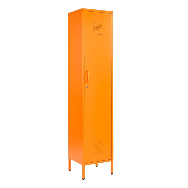 MMT Furniture Designs Metal Tall 3 Shelve Locker Cabinet, 1 Door Wardrobe Storage Cupboard for Home or Office