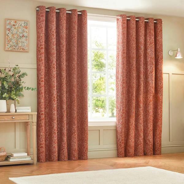 Wylder Nature Grantley Jacquard Eyelet Curtains - Brick - 