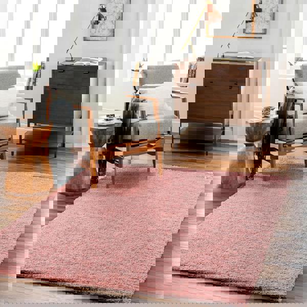 Livabliss Cloudy Shag-Solid Color Pink Plush Soft Pile Rug