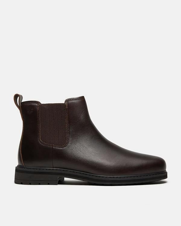 Timberland Stormbucks Mens Full Grain Leather Mid Chelsea Boots - Dark Brown | CHO | Designer Mens Chelsea Boots
