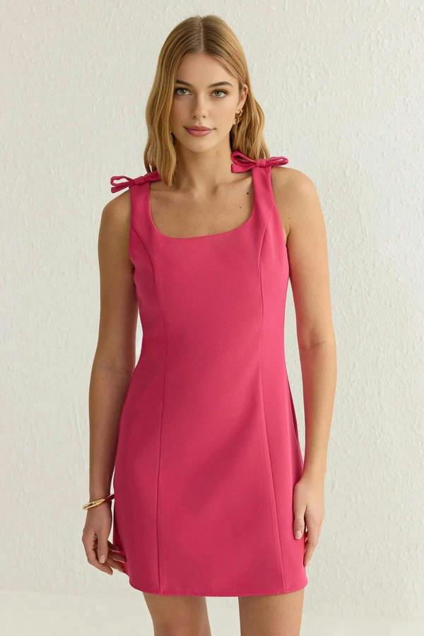 WOVCOR A-Line Mini Woven Dress with Bow