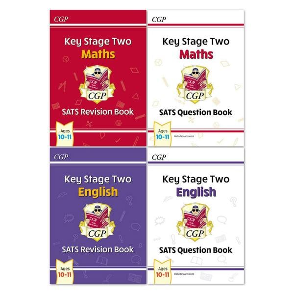 CGP KS2 Year 6 SATS Revision & Question Book Bundle – Ages 10-11 (Maths SATS Revision & Questions, English SATS Revision & Questions)