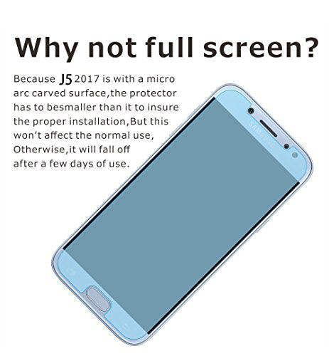 Samsung Galaxy J5 2017 Protector, Tempered Glass Protective Films Invisible Transparent Clear Protection Display Shield - (Pack of 2)