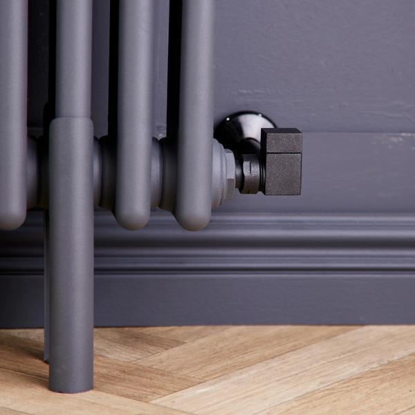 Flode Corner Square Manual Radiator Valve Pack | 15mm x 1/2″ | Anthracite