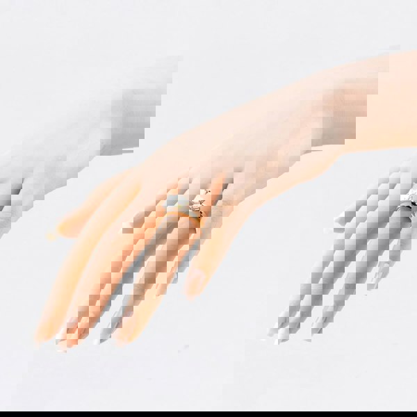 T. H. Baker 9ct Two Colour Gold Certified 1.79ct Emerald & Pear Cut Lab Grown Diamond Dress Ring PO6878-SS2S02