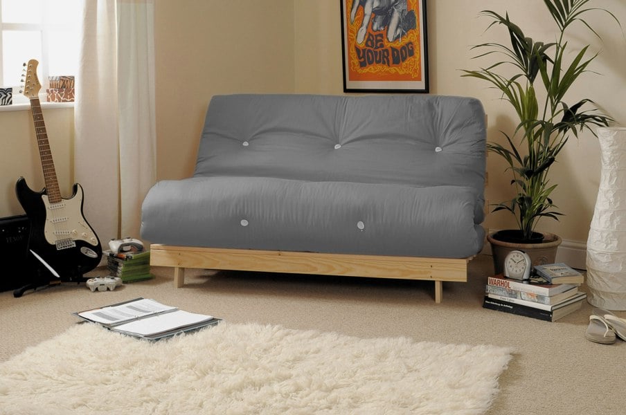 Comfy Living Wooden Futon sofa bed frame with a Standard Mattress