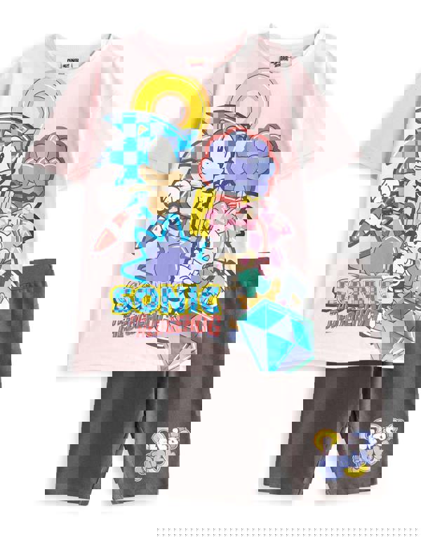 Sonic the Hedgehog Girls Pink Pastel Diamond T-Shirt and Shorts Set