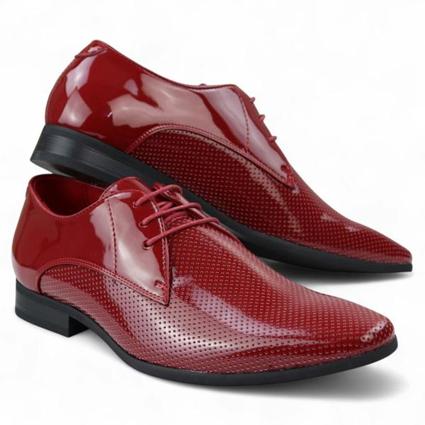 Dolcetto Men’s Pointed Toe Formal Lace Up Perforated Shoes