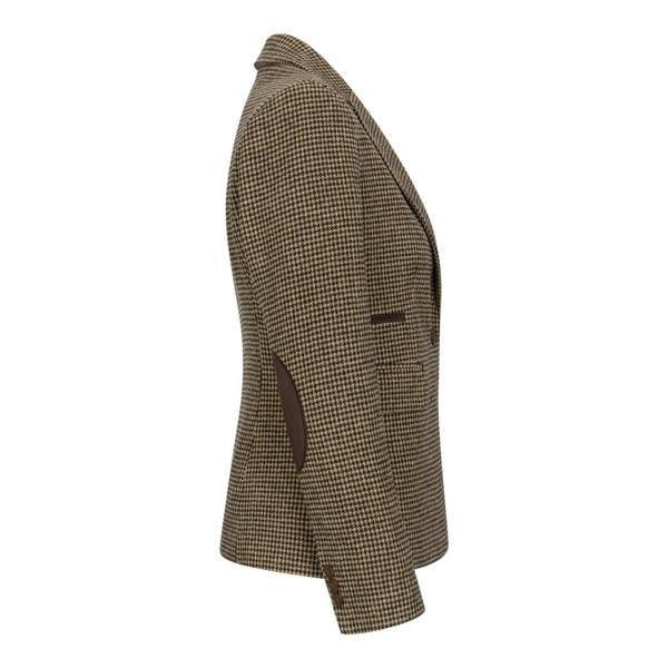 TruClothing Women's Tailored Brown Dogtooth Wool Blend Tweed Blazer