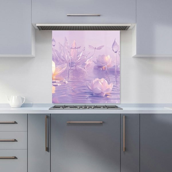 Warren Reed - Designer Mystical Waterlilies in Purple Twilight Kitchen Splashback