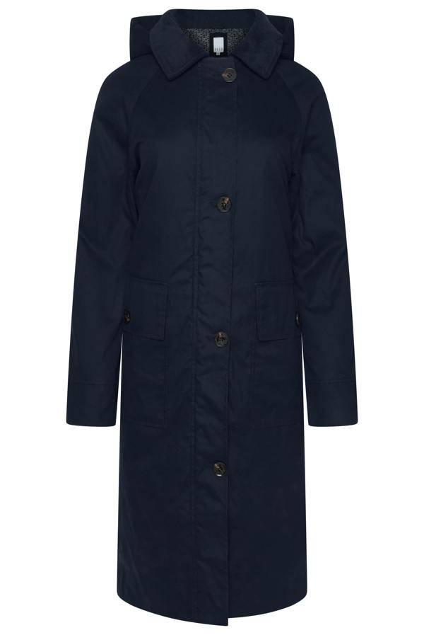 Elle Waxed Cotton Long Coat
