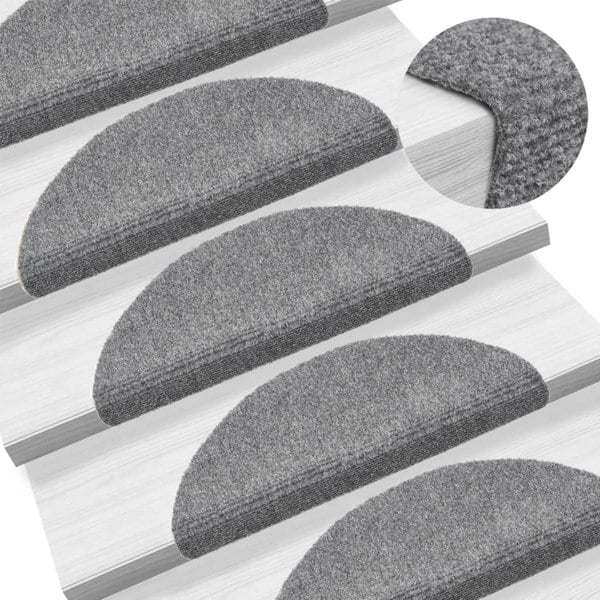 Berkfield Self-adhesive Stair Mats 5 pcs Light Grey 56x17x3 cm Needle Punch