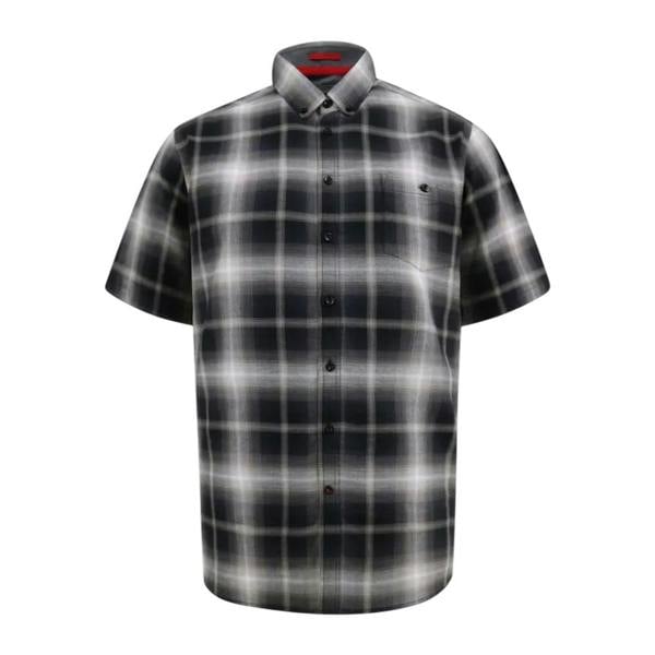 Duke Mens Holden D555 Shadow Checked Kingsize Short-Sleeved Shirt - Black - 