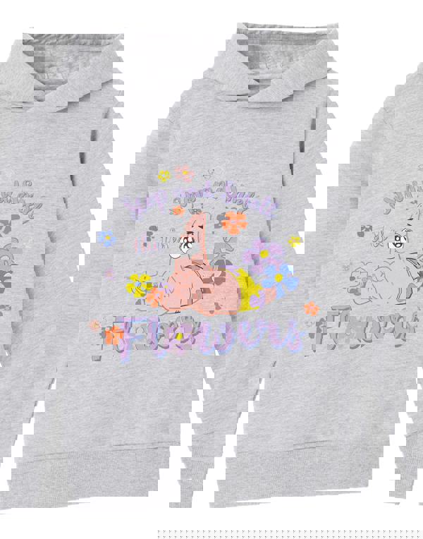 SpongeBob SquarePants Girls Grey Stop And Smell The Flowers Hoodie