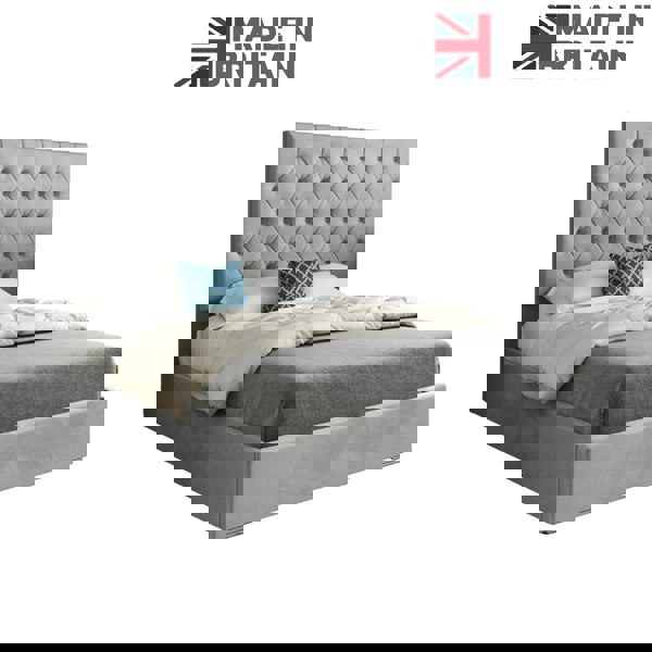 Casa Magna Alma Upholstered Soft Velvet Bed Frame - Grey