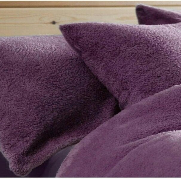 Night Zone Teddy Bear Fleece Pillowcases Pair – Soft Warm Plush Pillow Covers - Plum