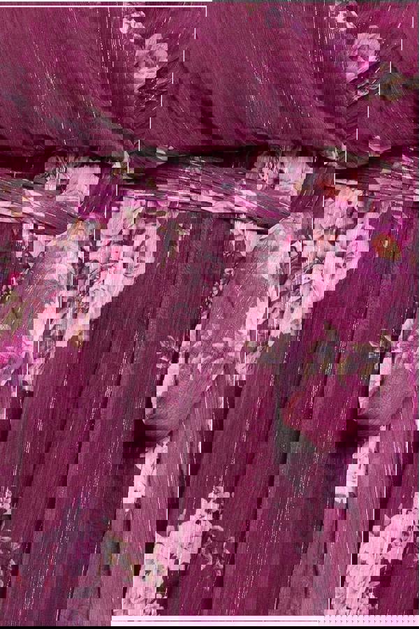 Floral Print Wrap Chiffon Midi Dress - Berry Floral DR3435PQZ