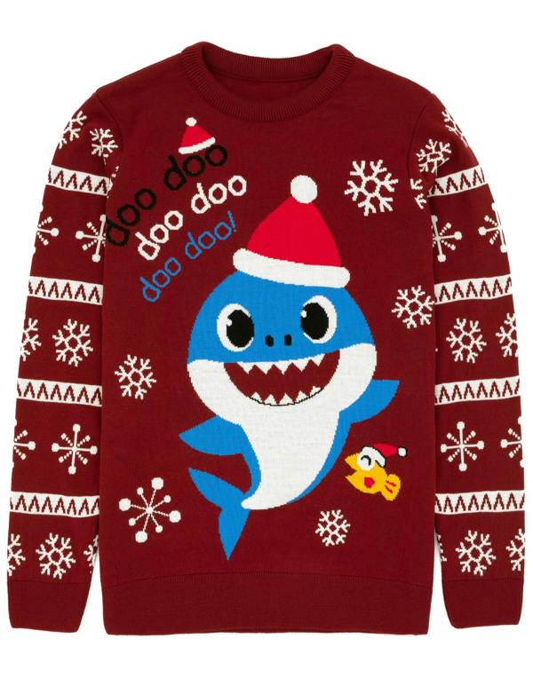 Baby Shark Mens Red Daddy Shark Christmas Jumper
