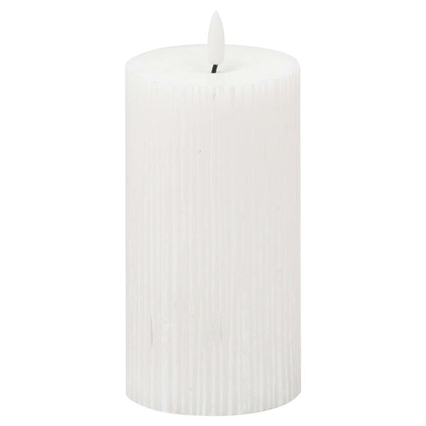 Hill Interiors Luxe Collection Ribbed Natural Glow Electric Candle - White