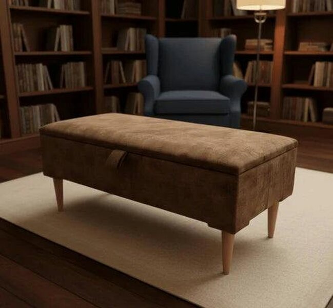 ISTOOLS Premium marble Brown Storage Ottoman Bench – Multi-Purpose Coffee Table & Extra Seating | ISTOOLS - 30 x 20 Inches (76 x 51cm)