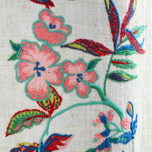 Sophie Robinson Flourish Floral Embroidered Tab Top Voile Curtain Panel Bright