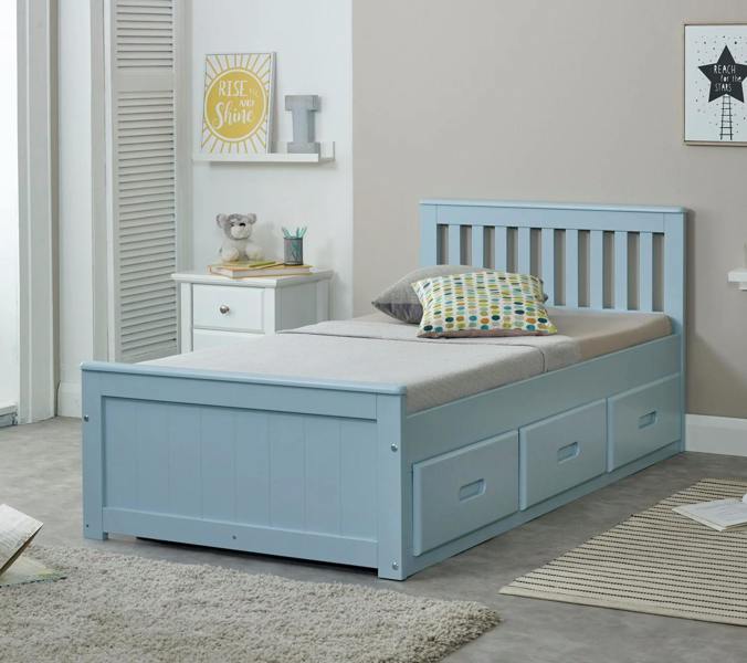 Mission TM Mission 3FT Single Storage Bed, 3 Drawers, Pine Wood, Pink Blue or Honey