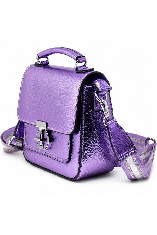 Kitise Metallic Crossbody Bag with Adjustable Wide Strap Turn Lock