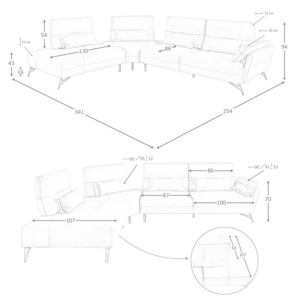 Angel Cerdá Corner sofa in sand leather 6213/6214