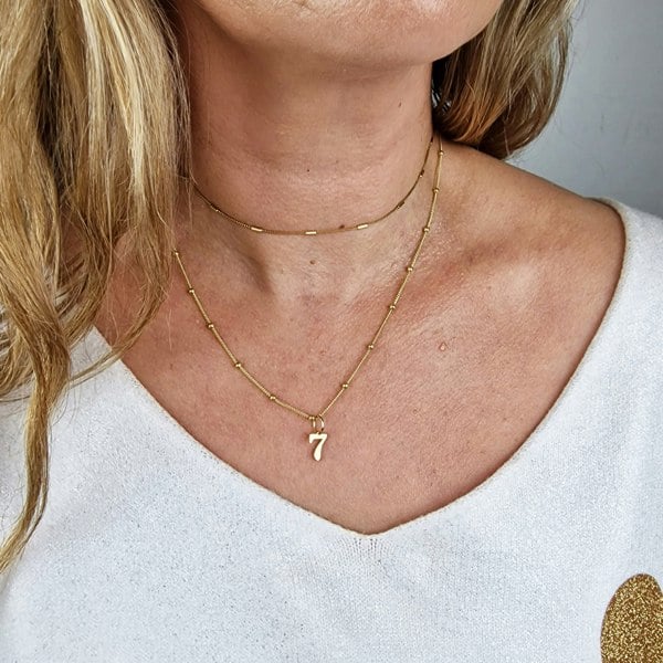 Harfi 18ct Gold Plated Number Pendant Charm Necklace