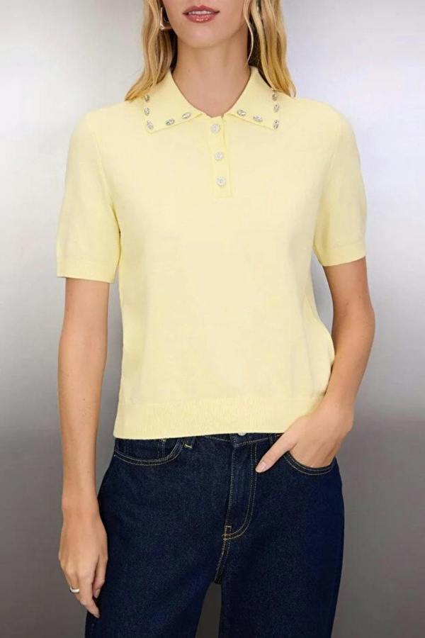 Hoxton Gal Polo Neck Premium Yarn Knit Lightweight Blouse