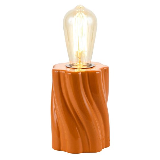 Happy Homewares Burnt Orange Glaze Table Lamp Base with Sculptural Twisted Wave Design