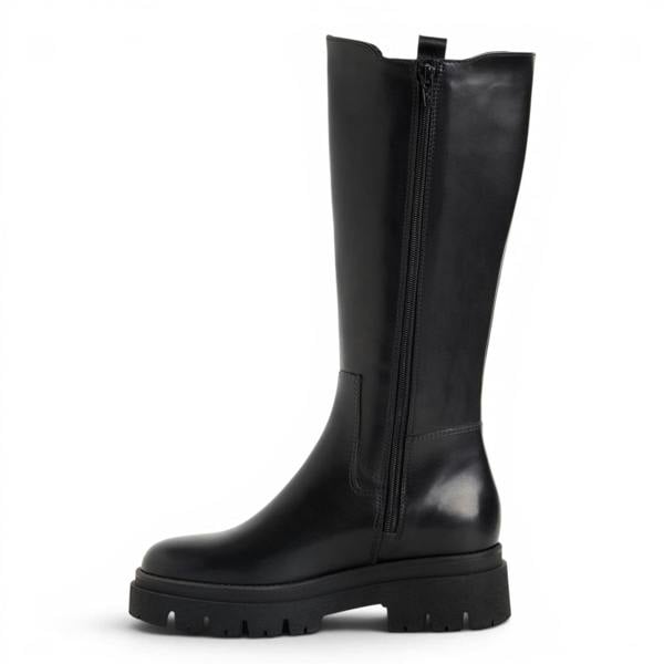 Tamaris Women’s Black Leather Knee High Platform Heel Long Boots - 25608-41