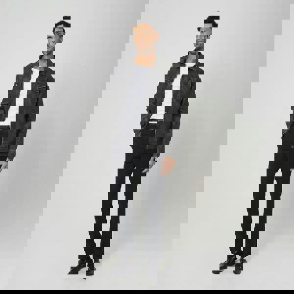 Brave Soul Black Faux Leather Button Through Shacket - Black Image 3