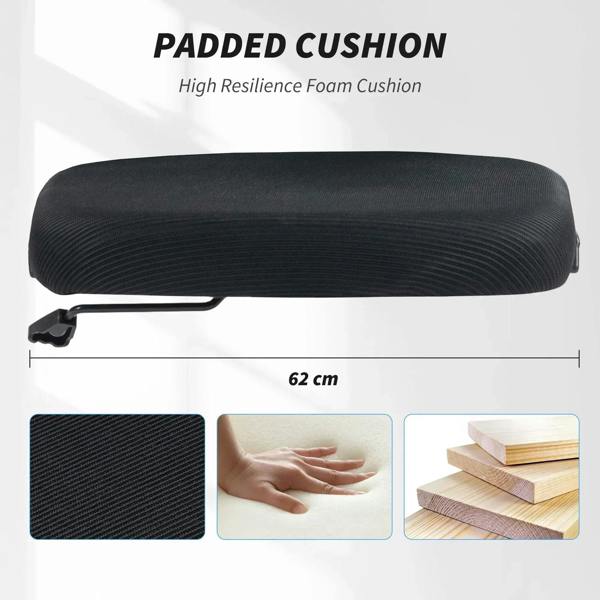 Black padded office chair seat cushion for mesh back chair