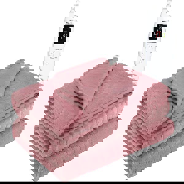 MONHOUSE Heated Electric Throw 9H Timer 9 Heat Setting Fleece Blanket