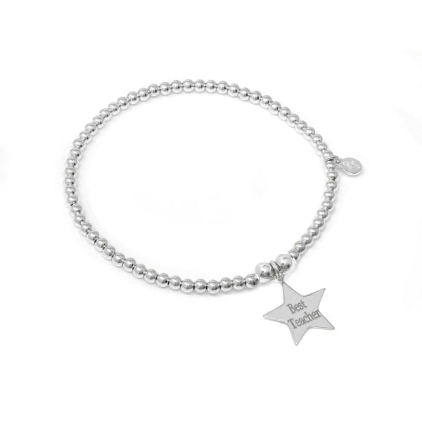 Say It With Engraved Best Teacher Star Bracelet - Sterling Silver