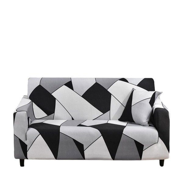 Anyhouz Anyseat Sofa Cover Black White Geometric Style 3 Seater