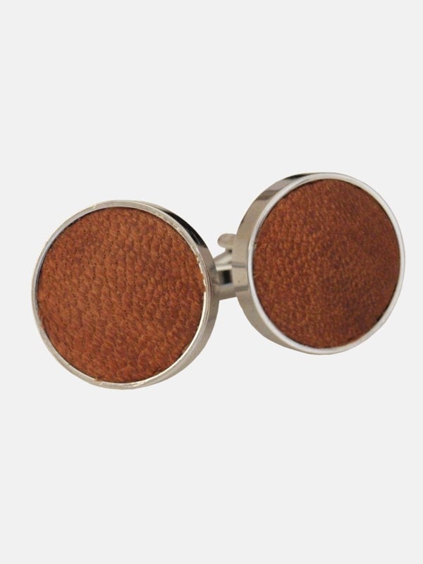 Berber Leather Thin Silver Leather Cufflinks