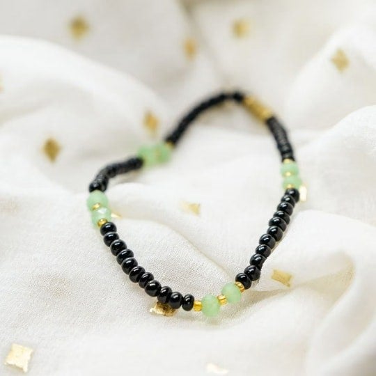 The Colourful Aura Black Golden Beads Indian Everyday Devil Eye Mangalsutra Nazaria Bracelet