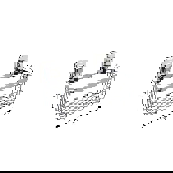 Showerdrape Pushloc Stainless Steel Suction Wall Mounted Bottle Basket