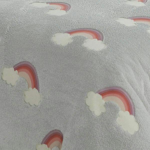 Smart Living Teddy Rainbow Glow in the Dark Fleece Duvet Cover with Pillowcases