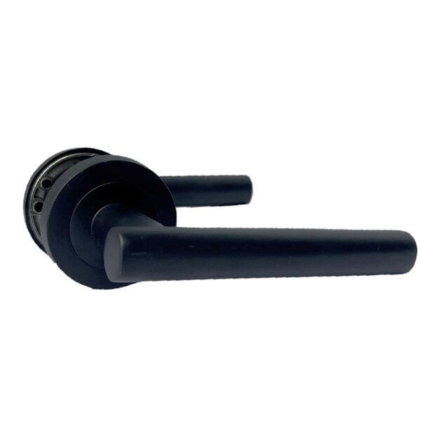 EDH Door Hardware Matt Black T Bar Door Handles on Round Rose – Straight Lever Handle 6 Pairs