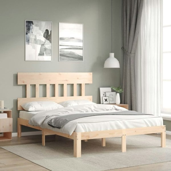 Berkfield Bed Frame with Headboard 140x190 cm Solid Wood