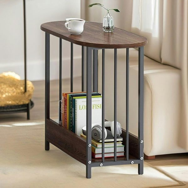 Rafaelo Mobilia 2 Tier Narrow Side Table Brown