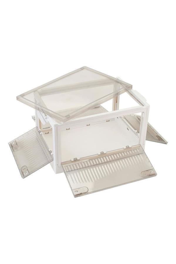 Living and Home Transparent Folding Storage Box with Wheels