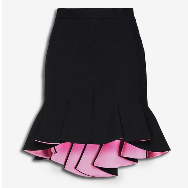 Alexander McQueen black pink peplum hem skirt 