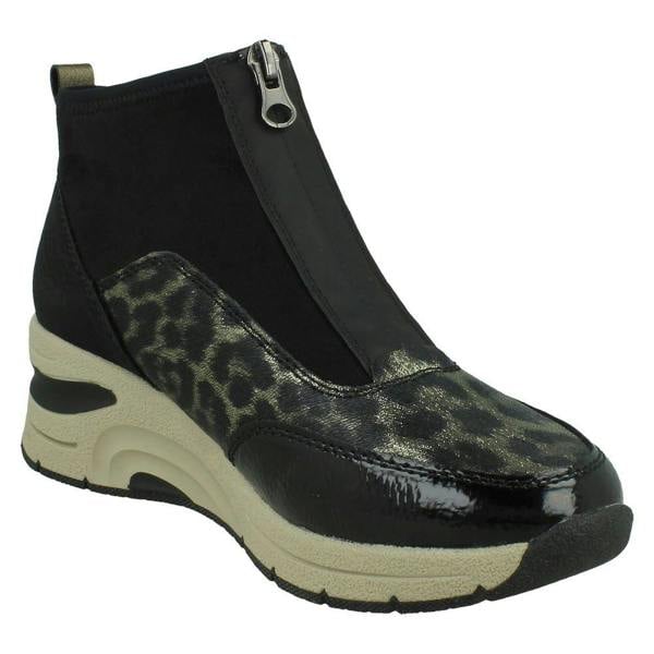 Rieker Ladies Rieker Wedge Heel Casual Front Zip Trainer Boots N9362