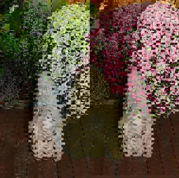 Stone Cast Flower Power Gnome Fairy Statue