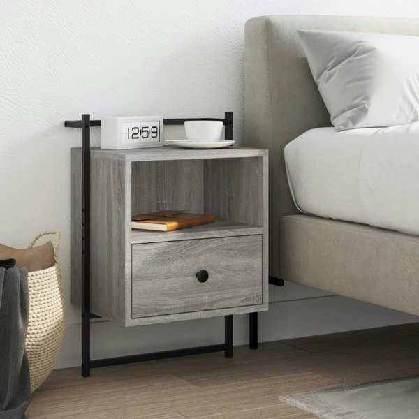 Berkfield Bedside Cabinet Wall-mounted Grey Sonoma 40x30x61 cm Engineered Wood
