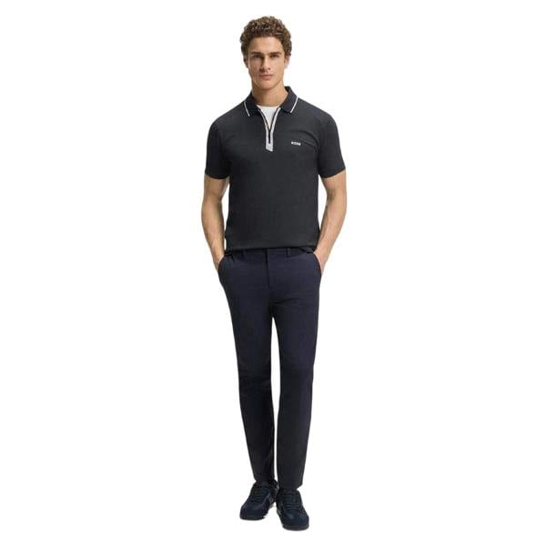 Boss Mens Contrast Piping Cotton Polo Shirt - Dark Blue - 